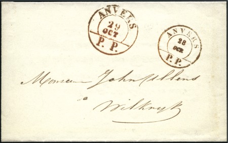 Stamp of Belgium » Belgique. Histoire Postale 1850 (28.10) Lettre de deuil d'Anvers pour Wilrijk