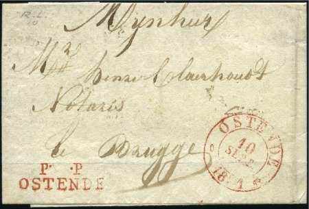 Stamp of Belgium » Belgique. Histoire Postale 1831 (10.9) Lettre d'Ostende pour Bruges, magnifiq