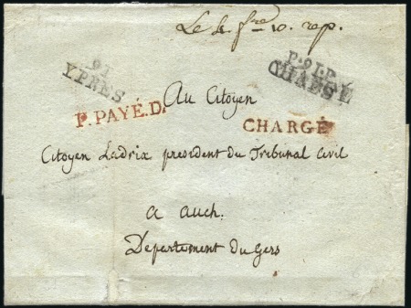 Stamp of Belgium » Belgique. Histoire Postale 1801 (9.11) Pli recommandée d'Ypres pour Gers en F
