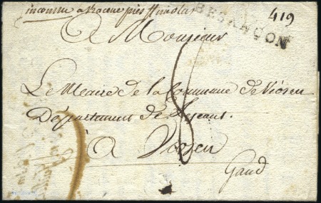 Stamp of Belgium » Belgique. Histoire Postale 1806 (6.12) Lettre de Besançon pour un village prè