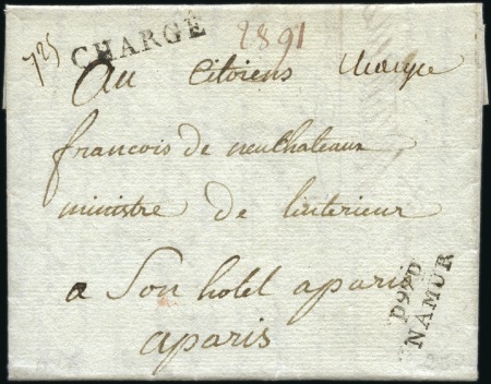 Stamp of Belgium » Belgique. Histoire Postale 1799 (18.4) Lettre chargée de Namur pour Paris, ca