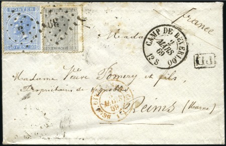 Stamp of Belgium » Belgique. Léopold 1er - Nouveau Type - Émission Rare cachet "Camp de Beverloo" du 02.03.69 sur let
