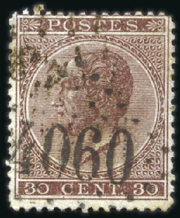 Stamp of Belgium » Belgique. Léopold 1er - Nouveau Type - Émission 30c brun foncé oblitéré losange français "4060" d'