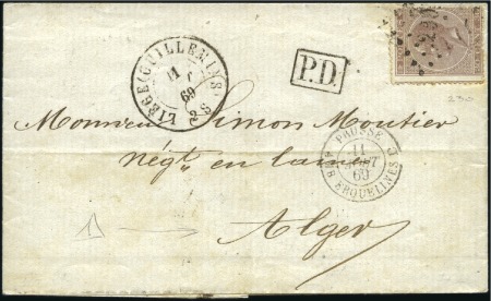 Stamp of Belgium » Belgique. Léopold 1er - Nouveau Type - Émission 30c brun foncé sur lettre de Liège 11.08.69 pour A