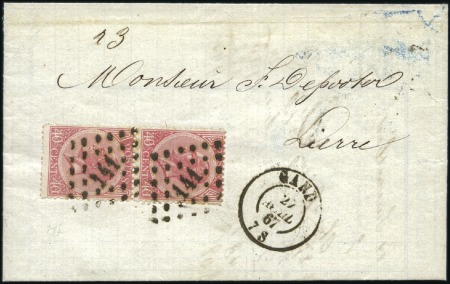 Stamp of Belgium » Belgique. Léopold 1er - Nouveau Type - Émission 40c rose pâle en paire sur lettre triple port de G