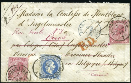 Stamp of Belgium » Belgique. Léopold 1er - Nouveau Type - Affranchissements mixtes, composés, etc. Exceptionnel affranchissement mixte avec l'Autrich