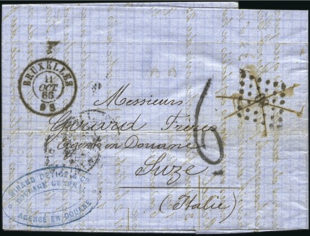 1866 Lettre non affranchie de Bruxelles 11.10.66 p