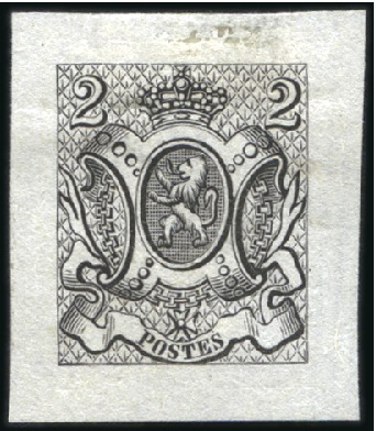 Stamp of Belgium » Belgique. 1866-67 Petit Lion - La Genèse Type non adopté, épreuve du coin du 2c dessiné par