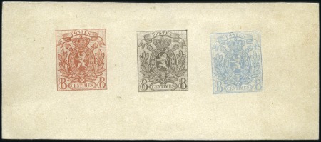 Stamp of Belgium » Belgique. 1866-67 Petit Lion - La Genèse 8c Non émis, épreuve collective du coin achevé en 