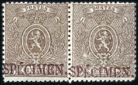 Stamp of Belgium » Belgique. 1866-67 Petit Lion - Émission 2c bleu avec surcharge SPECIMEN et 5c brun idem en