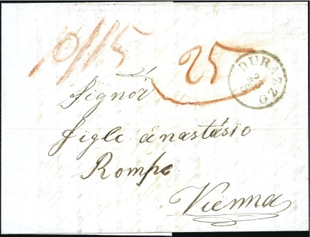 Durres-Durazzo : 1860c, Undated cover from Durazzo