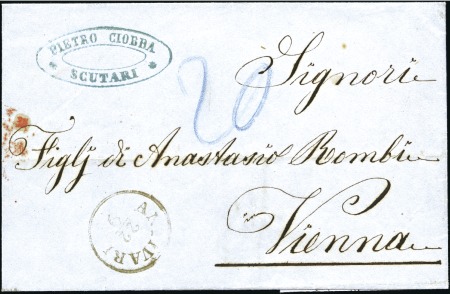 Shkodër-Scutari : 1863 Cover from Scutari via Anti