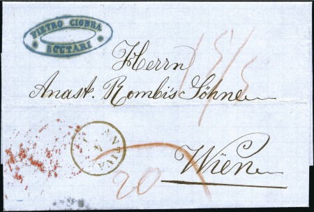 Stamp of Albania » Austrian Levant Post Offices Shkodër-Scutari : 1860c, Cover from Scutari via An