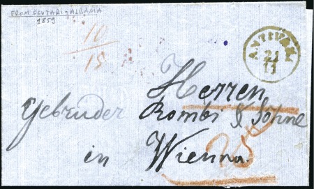Stamp of Albania » Austrian Levant Post Offices Shkodër-Scutari : 1859 Cover from Scutari via Anti