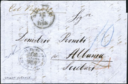 Stamp of Albania » Austrian Levant Post Offices Vlorë-Valona : 1855c, Entire letter from Triest to