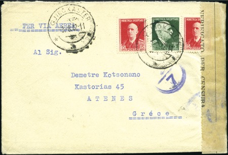 Gjirokastër : 1942 Cover sent airmail from Argiroc