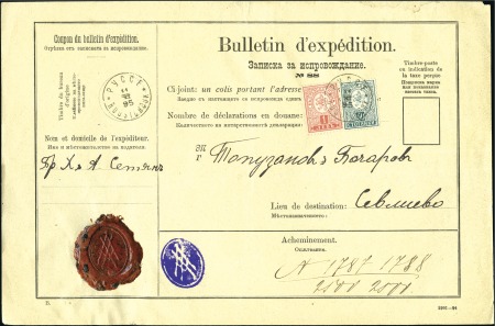 1889 Small Lion issue : 1895 parcel form sent from