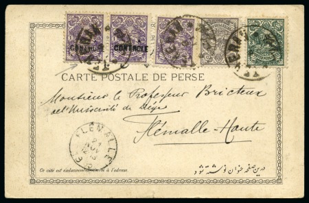 Stamp of Persia » 1896-1907 Muzaffer ed-Din Shah (SG 113-297) 1905 Picture postcard from Tehran to Belgium with 