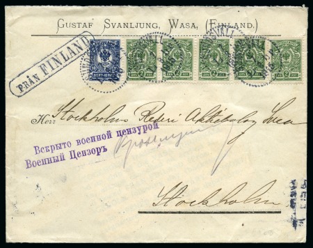 RUSSIA  1915 Maritime mail cover Vasa to Stockholm