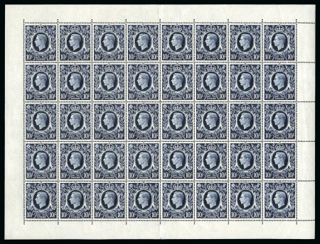 Stamp of Great Britain » King George VI 1939-48 High Values 10s dark blue mint nh complete sheet