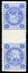 1865 Barre adopted essay One shahi unused vertical gutter tête-bêche pair