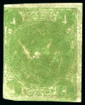 1868-70 Two shahis green, unused, showing variety PRINTED BOTH SIDES