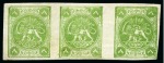 1875 Eight Shahis green, knife roulettes and imperforates