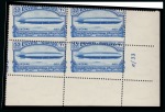 Stamp of Egypt » Commemoratives 1914-1953 1933 International Aviation Congress, complete set of five values, Royal oblique perforations in mint nh bottom right corner sheet marginal plate blocks of six numbered A/33