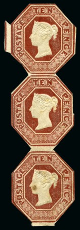 Stamp of Great Britain » 1847-54 Embossed 1847-54 10d Embossed unused vertical strip of three