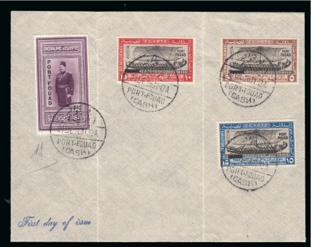 1926 Inauguration of Port Said, complete set of four tied on an unaddressed envelope on FDI
