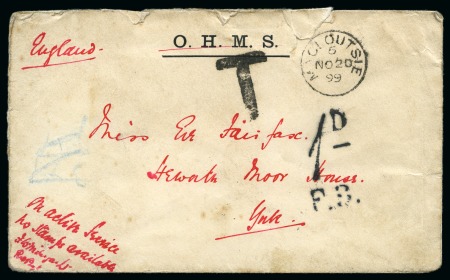 Stamp of Bechuanaland » Postal History & Cancellations MACLOUTSIE: 1899 (Nov 20) Envelope endorsed "On Active Service / No Stamps available"