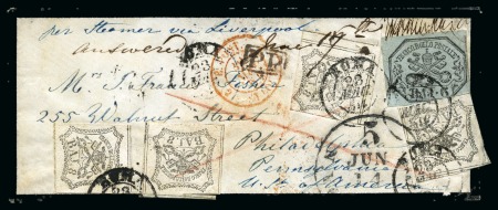 Early Papal States Mixed franked Transatlantic Cover to USA - Exhibition Quality - AT 38 Baioccchi rate: