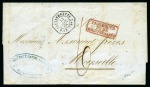 1868-1872, Lot de 3 lettres sans timbres pour la France : avec càd Alexandrette 18 nov 68 P. FR. X N°2, ou Alexandrette 13 juil 68 P. FR. X N°4, ou Alexandrette 7 aout 72 P. FR. X N°4 en bleu, TB, signés Baudot (3)