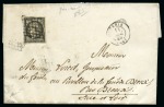 1849 20c Gris-noir obl. grille sur lettre de Paris 14.12.1849 pour Dreux, càd d'arrivée 15.12 au dos, TB, cert. Calves