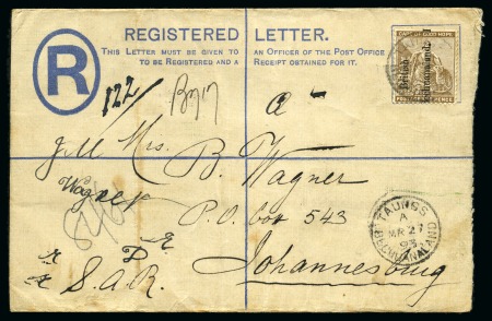 TAUNGS: Group written up on five album pages incl. 1893 registered envelope with 1891 2d