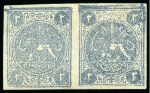 1876 Two shahis, imperforate, unused horizontal pair, position BD