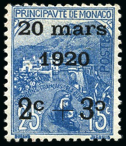 Stamp of Colonies françaises » Monaco 1920 Mariage, les 3 timbres connus avec le deuxième