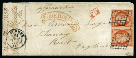 Rare cachet rouge FOREIGN PAID sur enveloppe avec texte