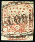 1863 50c ERROR OF COLOUR red instead of green on light