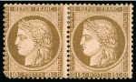 1871-75 Cérès ERREUR 15c au lieu de 10c brun sur rose tenant à normal (coin arrondi), neuf sans gomme, l'erreur est TB, signé A.Brun