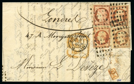 RARISSIME COMBINAISON 40c Cérès + 40c Napoléon, 1854 : Lettre de Paris