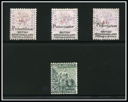 Stamp of Bechuanaland » Bechuanaland Protectorate 1888 (Dec) 4d on 1d Lilac & Black mint (2) and used