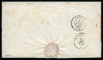 1849 25c bleu oblitéré par taxe double trait 25 et grille sur lettre de Versailles 08.07.1850 