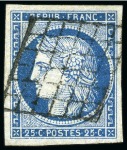 1849 25c bleu, 6 très beaux exemplaires