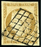 1849 10c bistre-jaune, 5 très beaux exemplaires dont