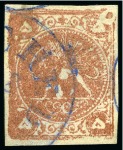 1878-79 5 Krans red bronze, used with blue MECHED cds
