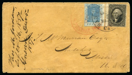 1857 5c Blue, large margins all around including right sheet margin
