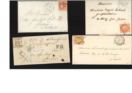 1850-71, Sélection de 4 lettres : Yv. 5 sur lettre