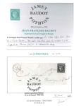 Stamp of France 02.01.1849 20c noir oblitéré 2 janvier