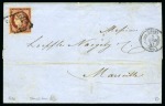 1849 1F carmin-brun sur lettre de Paris 05.04.1851